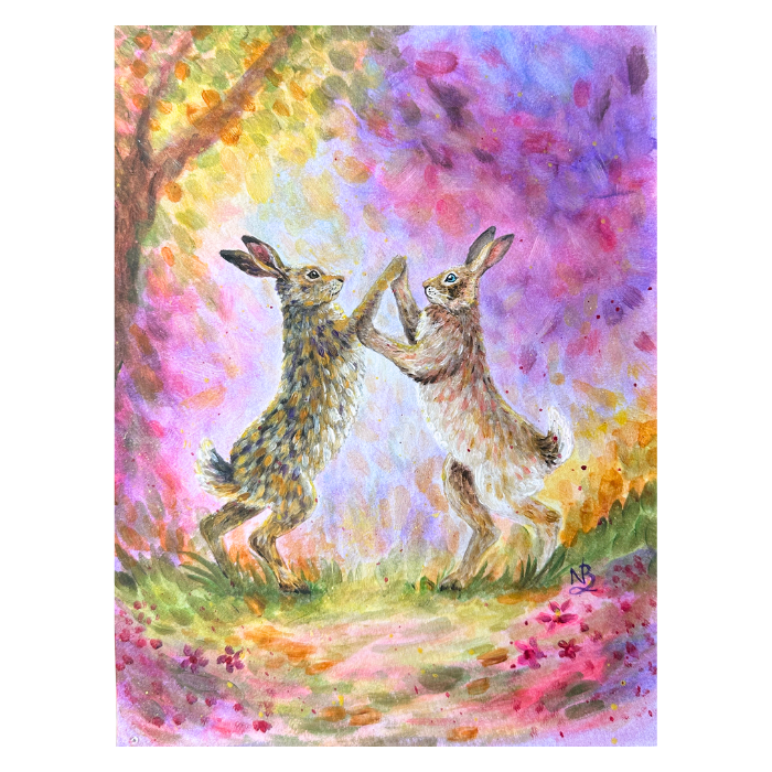 Mad March - Hares Painting Print