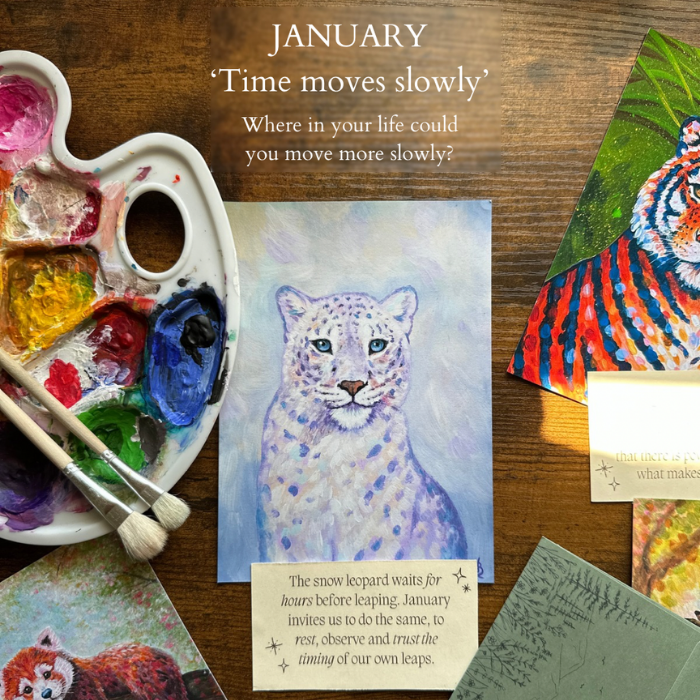 Strength in Stillness - Snow Leopard Print